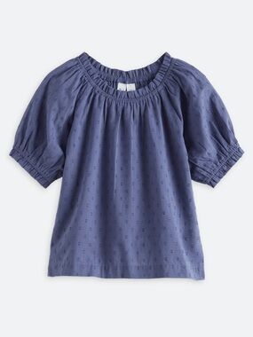 Market & Spruce Blue Eyelet Puff Sleeve Blouse